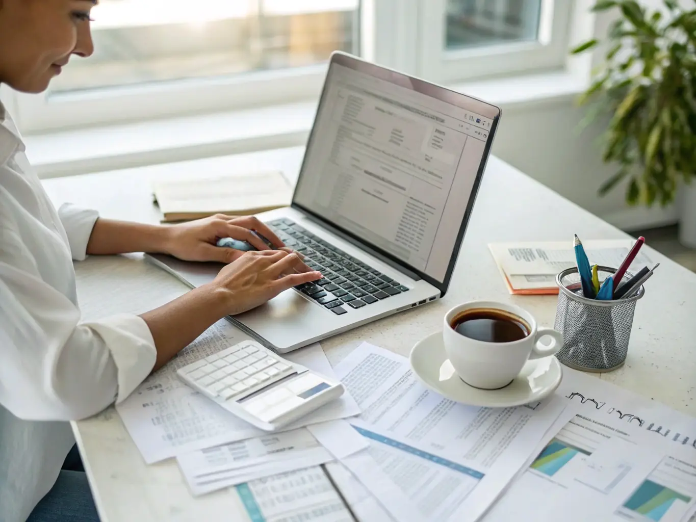 A person confidently managing their finances with the help of Bond General's tax advice, symbolizing financial empowerment and peace of mind.